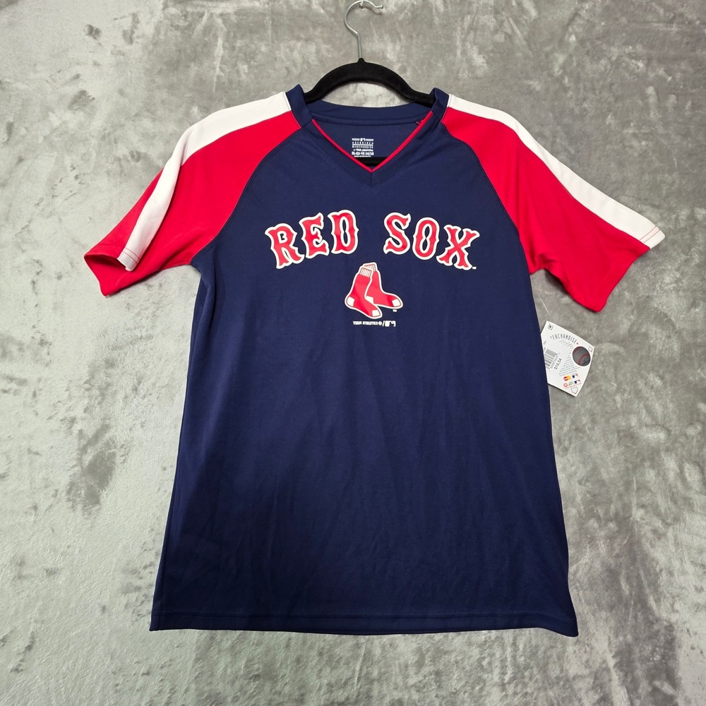 MLB Boston Red Sox Kids XL 14/16 Navy Red Performance T-Shirt Team Athletics